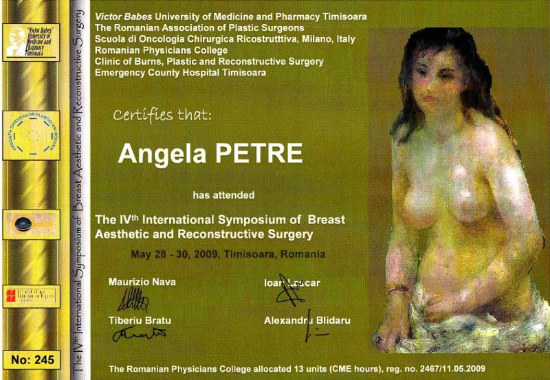 Al 4-lea Simpozion Internațional de Chirurgie a Sânului, Dr. Angela Petre, Timișoara
