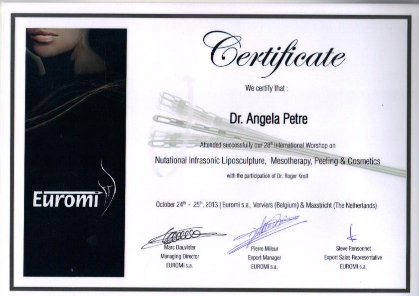Liposculptură Nutational Infrasonic, Mezoterapie, Peeling și Cosmetice, Dr. Angela Petre, Veviers