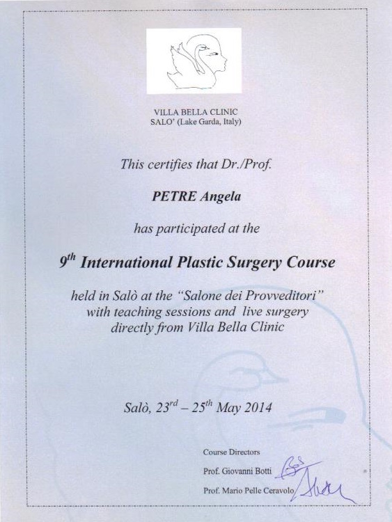 Al 9-lea Curs Internațional de Chirurgie Plastică, Dr. Angela Petre, Villa Bella Clinic, Salo